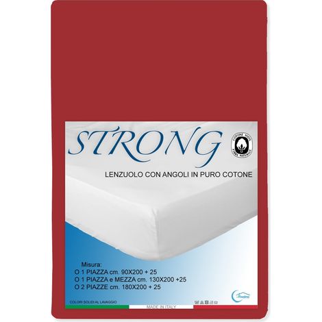 LENZUOLO con ANGOLI STRONG tinta unita BORDEAUX made in Italy Due Piazze