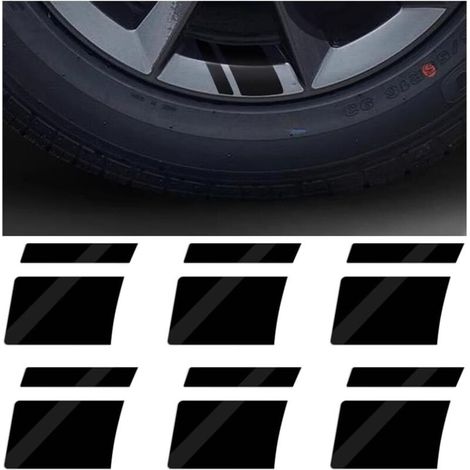 6 Pièces Autocollant Pour Jantes Voiture, Autocollants Réfléchissants Stickers Jantes Voiture, Adhésif Autocollants Jantes Voiture Sticker, Auto Accessoires Décoratifs Universels(Noir) (1/5)