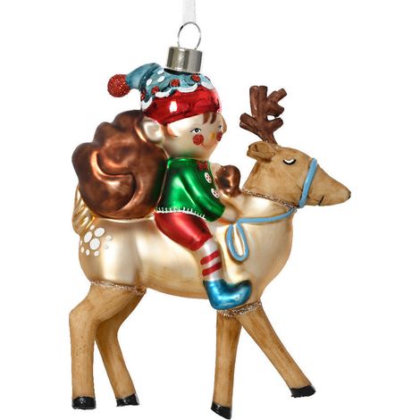 Pendaglio a forma di Elfo con renna per albero decorazione natalizia da 14.2 cm (1/3)