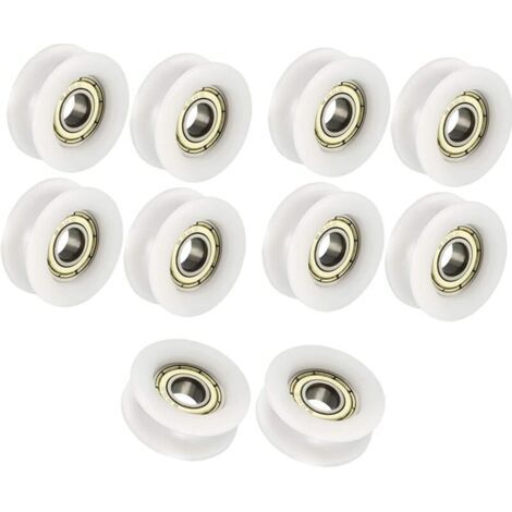 6x24x9mm Blanc U Shape Groove Guide Poulie Roulement À Billes Pour Meubles Poulie Pack De 10