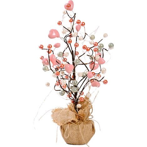 Arbre à tulipes - C 43258cm Tissu/PVC/Guirlande lumineuse (ciment revêtement de toile de jute) (38128cm) Fonctionne avec 2 piles AA non incluses (1/3)
