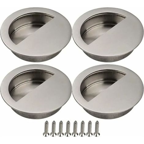 Poignée Porte Coulissante 4 Pièces Porte Coulissante Poignee Porte Coulissante Porte Coulissante Placard Poignée Encastrée Poignée de Meuble avec Vis Porte Coulissante Armoire Argent (1/4)