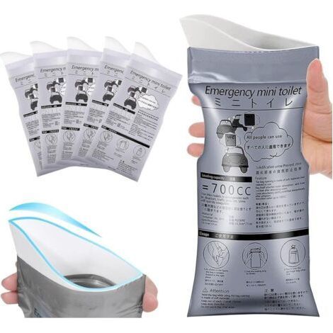 Lot de 6 d'urinoir jetable, 700 ML, Toilettes Portables pour Le Camping, Voyages, embouteillages, Sac a vomi Voiture, Pot de Chambre Adulte, urinoirs Portables pour Femmes, Hommes et Enfants (1/5)
