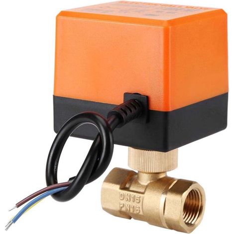Robinet à bille motorisé électrique en laiton AC 220 V, 2 voies, 3 fils, filetage 1,6 MPa, DN15 (1/5)