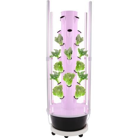 Kit de Culture Hydroponique avec lampes LED et Plateau roulant avec roulettes, 28 Emplacements de Plantes 7 Niveaux Système D'irrigation de Tour Hydroponique de jardin vertical (1/5)