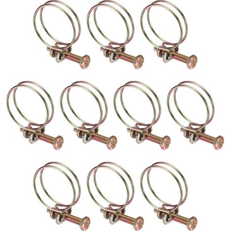 10pcs Collier De Serrage Réglable À Double Fil 31-35mm Collier De Serrage Pour Tuyau En Acier Au Carbone Pour Tuyau En Caoutchouc PVC De Pompe À Eau De Piscine De Collecte De (1/5)