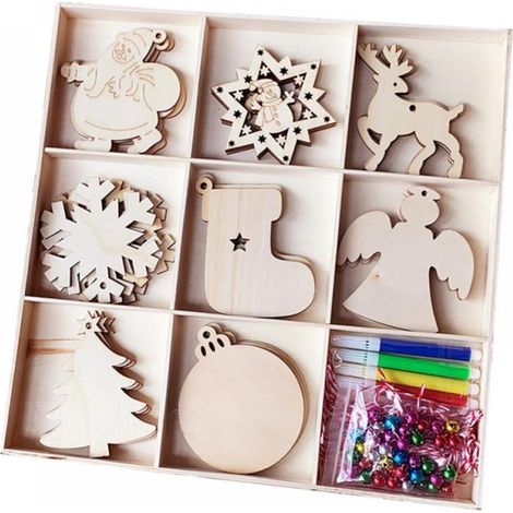Ornement En Bois - Décoration De Noël Pour Arbre - Suspension Artisanale Laser Découpée - 32 Pièces (1/5)