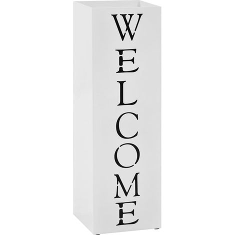 Porte-parapluies Welcome, acier, blanc