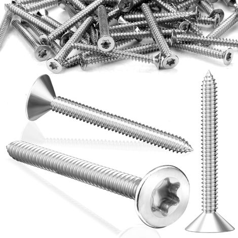 120 Pièces Vis à Bois Tête Fraisée V2A Vis Inox Torx M5x30 mm Vis Bois Entièrement Fileté Vis Autotaraudeuse Dureté Élevée Vis à Tôle pour Panneaux D'aggloméré (1/5)