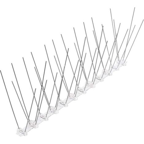 10 pièces pic anti-pigeon, 33 cm, acier inoxydable, base souple en plastique, pour balcons, toitures et gouttières (1/4)