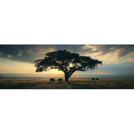 Tableau sur toile animaux de la savane 45x135 cm - Impression sur Toile Murale Décorative - Image imprimée en HD sur Toile - Toile sur Châssis en Bois FSC - Fabriqué en France (1/5)