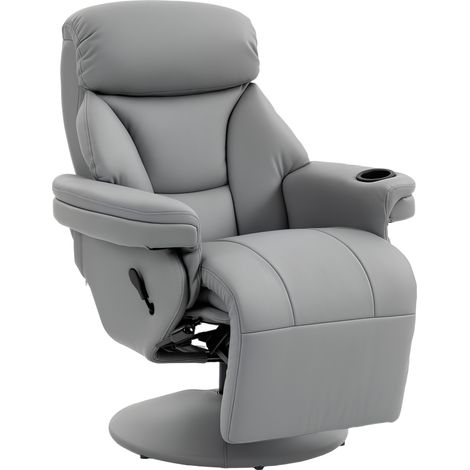 Reclining Armchair, Manual Footrest, 87 x 86 x 106 cm, Grey (1/5)