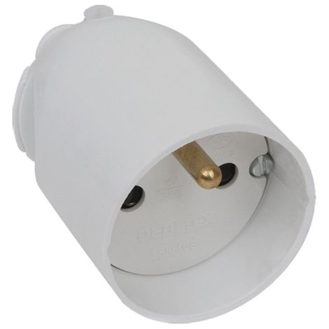 DEBFLEX - FICHE FEMELLE 2P+T 16A DROITE A COIFFE BLANC - 713710