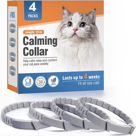 Pet calming collars for cats and dogs - 4-pack, gray for cats. (1/4)