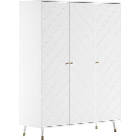 TINY WHITE - Armoire 3 Portes Blanche Motif Graphique