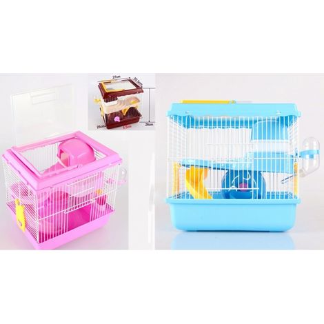 Trade Shop - Jaula Hamster Hamster Roedor Ratón Rueda Deslizante Bebedero Comedero -