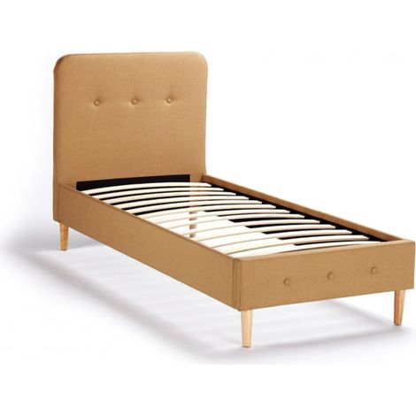 Cama individual de una plaza diseño Nórdico tejido de madera y con red 80x190 Friborg Twin - Beige