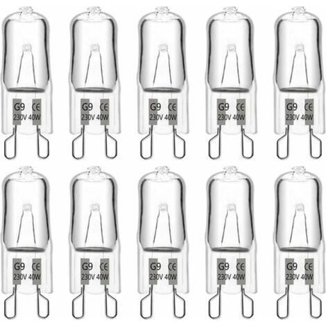 Ampoule halogène G9 40W 230V – 480 lm – 2900K blanc chaud dimmable – Lot de 10 – Angle d'éclairage 360° pour lustres et appliques murales - 480LM (1/5)