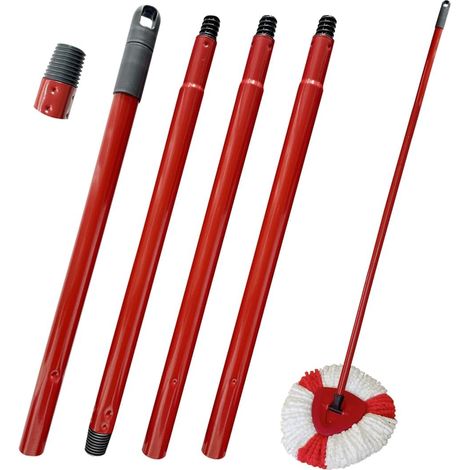 Replacement handle compatible with Vileda Turbo Spin Mop - 4 pieces - Adjustable replacement handle with German thread - Telescopic handle - Floor cleaning accessory
