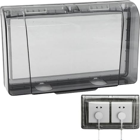 Outdoor Waterproof Outlet Cover - 86 Wall Waterproof 2-Way Dustproof Switch for Bathroom, Home, Outdoor, Transparent Black, 20 x 12.4 x 4.5 cm (1/5)