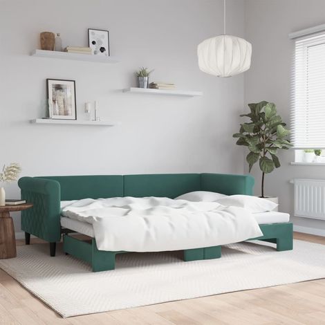 Sofá cama nido terciopelo verde oscuro 80x200 cm vidaXL (1/5)
