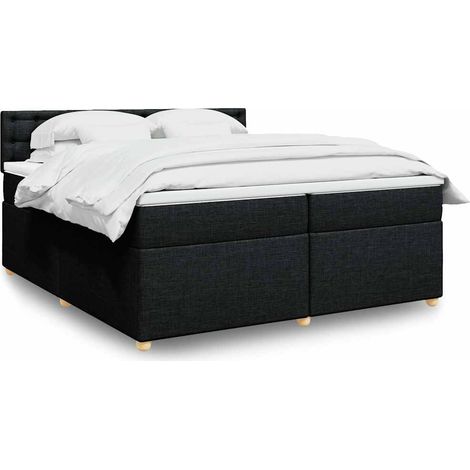 Boxspringbett mit Matratze Schwarz 200x200 cm Stoff