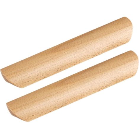 SABIR Lot de 10 poignées métal même en bois Poignee pour meuble à tirairs avec vis 128 mm d'entraxe (1/5)