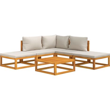 Mobili da giardino mobili da esterno Set di mobili da 6 pezzi con cuscini grigio chiaro in legno massiccio 020016777