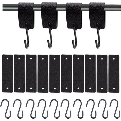 10 Pièces Crochet S Cuir, Acier Inoxydable Crochet S, Anneaux en Cuir Hook S pour Cuisine Salle de Bain Chambre a Coucher, Grande Capacité Portante