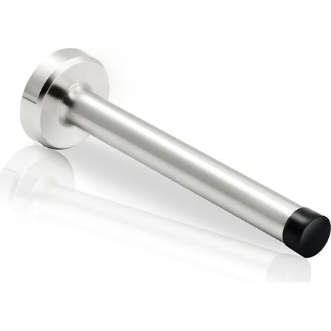Türstopper, 12 cm ausziehbarer Türstopper, gebürsteter Edelstahl, mit Gummiauflage, silber.