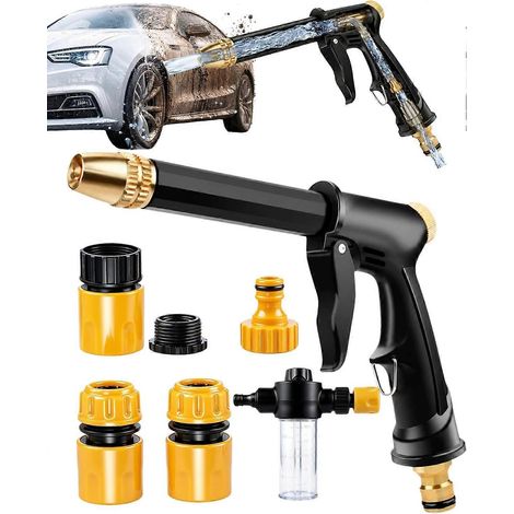 Pistolet à peinture long H2 + 3 connecteurs outil de lavage voiture multifonctionnel avec buse réglable 360° (1/5)