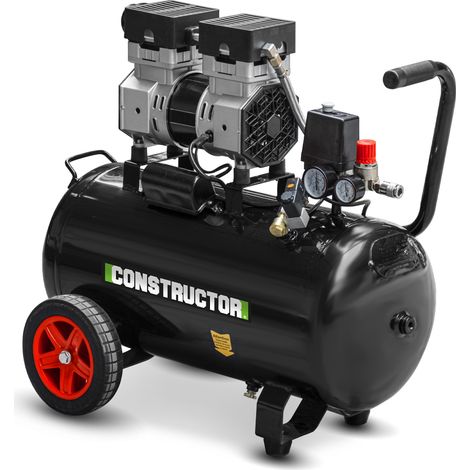 Compresseur silencieux 750W – Cuve 50L – Pression max 8 bars – Débit d'air 110L/min – Moteur sans huile – Constructor (1/5)