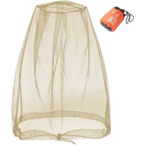 Insect Net for Head, Face, Insects, Gnats of Outdoor Activities, with Storage Bag,Khaki (1/5)