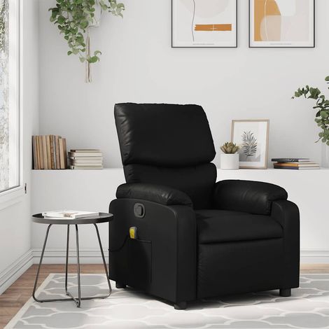 Massage-Relaxsessel, Kunstleder, Schwarz