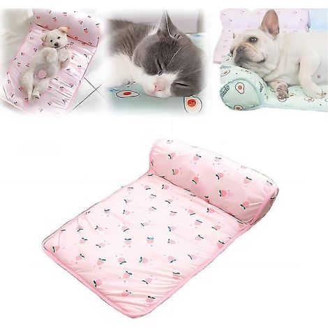 Tapis rafraîchissant pour chats/chiens, tapis d'été rafraîchissant pour animaux de compagnie en soie glacée, lavable, couverture rafraîchissante pour animaux de compagnie L - 80 x 60 cm (1/4)
