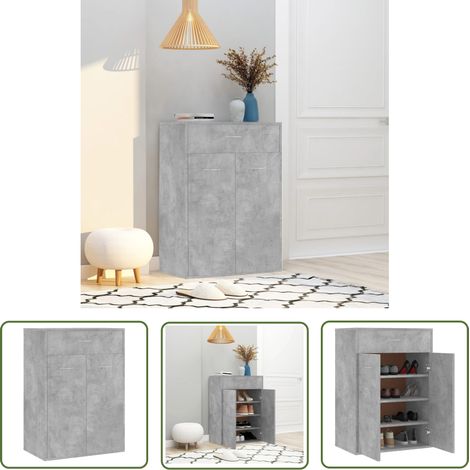 The Living Store Schuhschrank Betongrau 60x35x84 cm Holzwerkstoff - Schuhschrank - Holzwerkstoff Möbel - Garderobe - Einbauschrank - Stauraum (1/5)