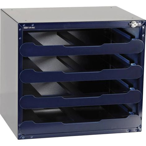 [GEBRAUCHT] B-Ware Raaco Schubladenschrank Aufbewahrung Safe Box 55 Tresor Blau Leer Carry Lite 4fach