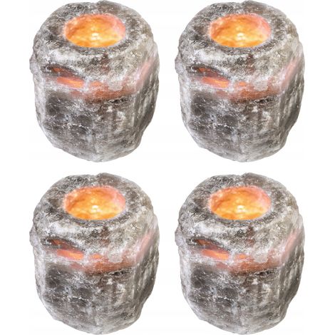 Set di 4 portacandele in sale grigio