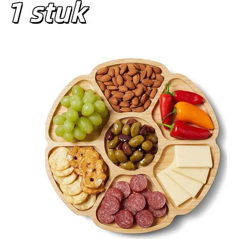 1 pièce Plateau lazy rotatif jaune en bambou avec compartiments, rangement fruits secs salon chambre (1/5)