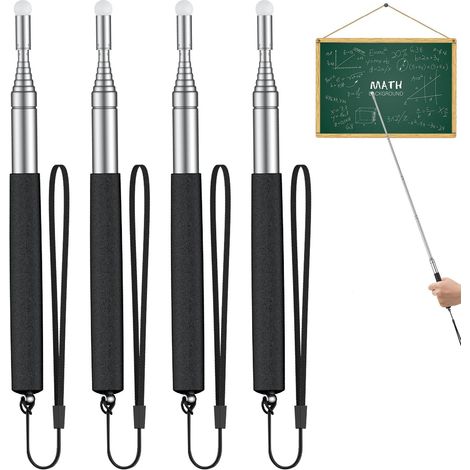 Pointeur Télescopique - Acier Inoxydable - Réglable De 21 À 100 Cm - Pour Tableau Blanc Et Écrans De Projection - 2 Pièces