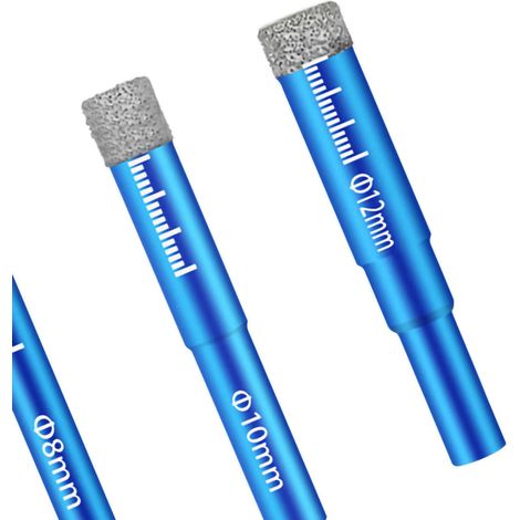 Carrelage en céramique vitrifiée, carrelage en porcelaine pleine fleur, foret à verre, outil diamanté pour perçage à sec et brasage, kit de brasage bleu (5 pièces)