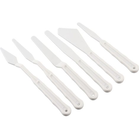 6 pièces de couteaux à palette en plastique blanc pour peinture artistique (1/5)