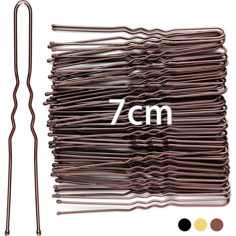 7cm Pince Cheveux 50 Pièces Pince Chignon en Forme de U épingles à Cheveux Pince Cheveux Métal Forme de Grande Barrette Cheveux Femme,Pins Kit pour Filles et Salon de Coiffure (Marron) (1/5)