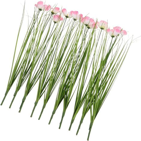 Lot de 10 Plantes Artificielles Décoratives 50 CM Tiges d'Oignon Vertes et Roses Feuillage Synthétique Réaliste pour Décoration Intérieure Jardin Bureau et Terrasse (1/5)
