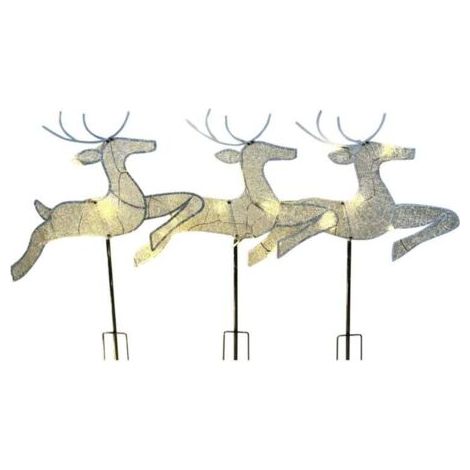 3 Lumières de Décoration D'Extérieur Noël Décorations Lumineuses 2D Famille Rennes Pelouse Extérieure Jardin Lumière (1/4)