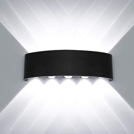 Moderne Imperméable Lampe Murale LED Applique Murale Up Down Aluminium Lèche-murs LED Intérieur Extérieur pour Salle de Bains, 10W Lumière blanche (1/5)