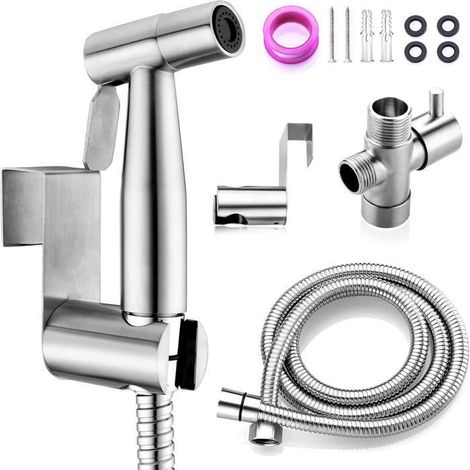 Douchette Toilette, Douchette WC, Pulvérisateur avec Tuyau et Adaptateur G1/2" Pour l'hygiène personnelle, nettoyage des toilettes (1/5)