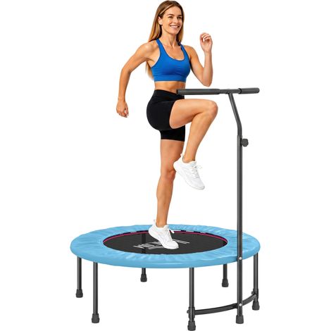 40" Fitness Trampoline with Adjustable Handle-Rebounder Trampoline-Mini Jumper for Indoor Exercise Workout-Blue (1/5)