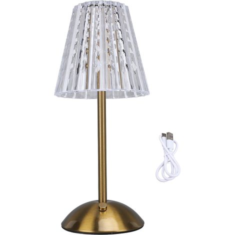Ortviai Lampe de table sans fil en cristal LED, 3 températures de couleur, gradation continue au toucher, rechargeable USB (1/5)