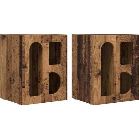Maison Exclusive - Mesita de Noche ELST 2 uds. Madera vieja 40 x (1/5)
